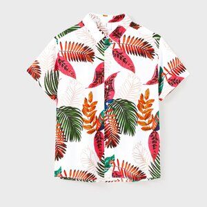 Tropical Print Tie‑Front Camisole Short‑Sleeve Hawaiian Shirt M, L, XL, XXL